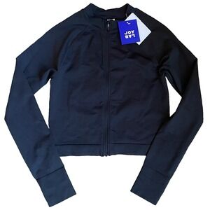 JoyLab M Medium Black Onyx Seamless Fitted Full Zip Jacket Below Hip JL Joy Lab